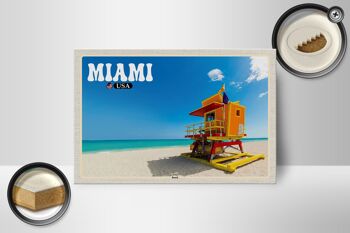 Panneau en bois voyage 18x12 cm Miami USA plage mer vacances décoration 2