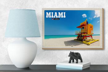 Panneau en bois voyage 18x12 cm Miami USA plage mer vacances décoration 3