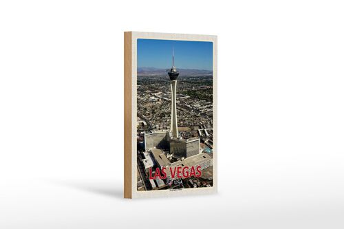 Holzschild Reise 12x18 cm Las Vegas USA Stratosphere Tower