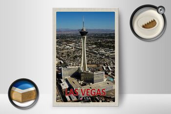 Panneau en bois voyage 12x18 cm Las Vegas USA Stratosphere Tower 2