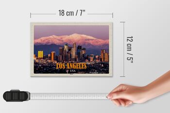 Panneau en bois voyage 18x12 cm Los Angeles skyline montagnes gratte-ciel 4
