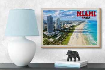 Panneau en bois voyage 18x12 cm Miami USA plage gratte-ciel vacances à la mer 3