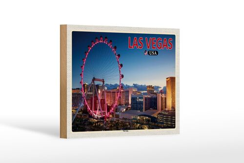 Holzschild Reise 18x12 cm Las Vegas USA The Linq Riesenrad