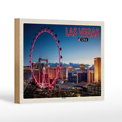 Wooden sign travel 18x12 cm Las Vegas USA The Linq Ferris Wheel