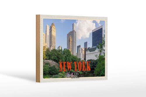 Holzschild Reise 18x12 cm New York USA Central Park - The Pond See