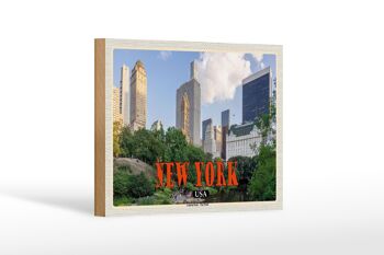 Panneau en bois voyage 18x12 cm New York USA Central Park - The Pond See 1