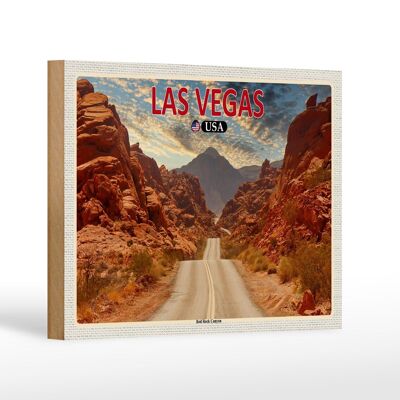 Cartello da viaggio in legno 18x12 cm Las Vegas USA Decorazione Red Rock Canyon