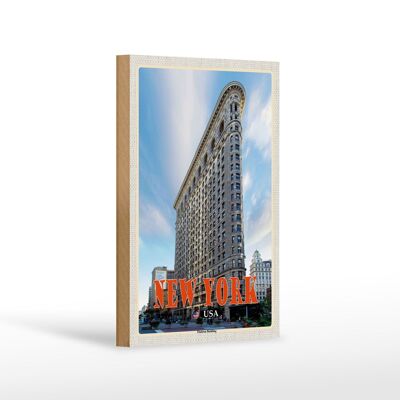 Panneau en bois voyage 12x18cm, décoration de bâtiment New York USA Flatiron
