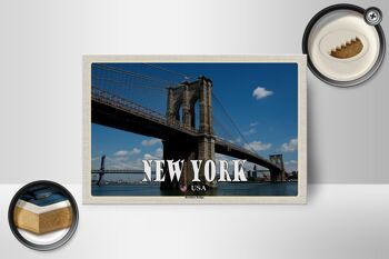 Panneau en bois voyage 18x12 cm New York USA Pont de Brooklyn 2