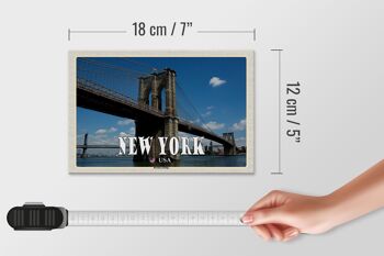 Panneau en bois voyage 18x12 cm New York USA Pont de Brooklyn 4