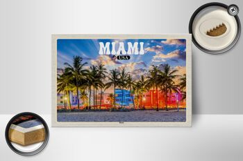 Panneau en bois voyage 18x12 cm Miami USA plage palmiers décoration de vacances 2