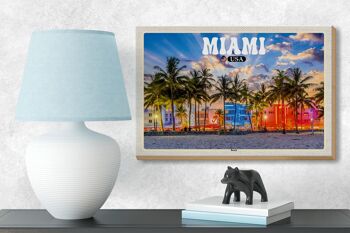 Panneau en bois voyage 18x12 cm Miami USA plage palmiers décoration de vacances 3
