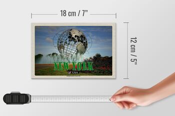 Panneau en bois voyage 18x12 cm New York USA Flushing Meadows-Corona Park 4
