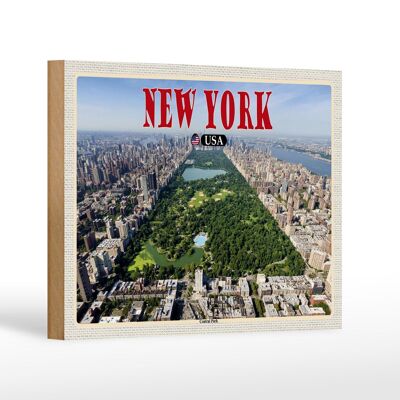 Cartel de madera viaje 18x12 cm Nueva York EE.UU. Decoración Central Park