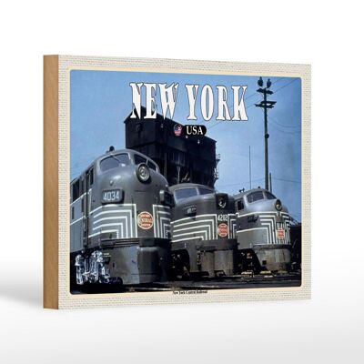 Cartello in legno viaggio 18x12 cm New York New York Central Railroad treni