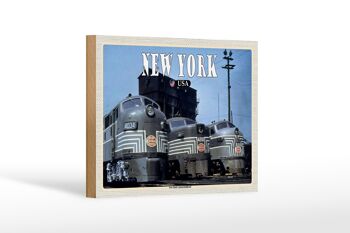 Panneau en bois voyage 18x12 cm New York New York Central Railroad trains 1