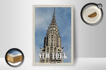 Panneau en bois voyage 12x18 cm Gratte-ciel New York Chrysler Building 2