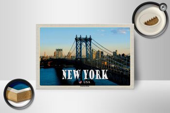 Panneau en bois voyage 18x12 cm New York USA Manhattan Bridge décoration pont 2