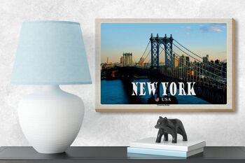 Panneau en bois voyage 18x12 cm New York USA Manhattan Bridge décoration pont 3