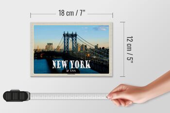 Panneau en bois voyage 18x12 cm New York USA Manhattan Bridge décoration pont 4