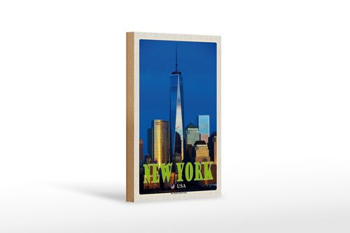 Holzschild Reise 12x18 cm New York USA One World Trade Center Dekoration