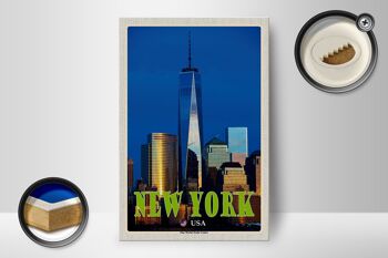 Panneau en bois voyage 12x18 cm New York USA décoration One World Trade Center 2
