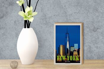 Panneau en bois voyage 12x18 cm New York USA décoration One World Trade Center 3