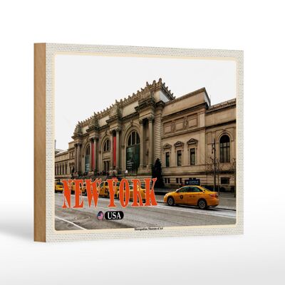 Cartel de madera viaje 18x12 cm Nueva York EE.UU. Museo Metropolitano de Arte