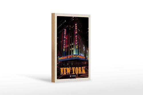 Holzschild Reise 12x18 cm New York USA Radio City Music Hall Dekoration