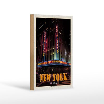 Holzschild Reise 12x18 cm New York USA Radio City Music Hall Dekoration