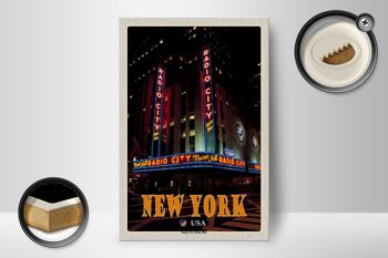 Panneau en bois voyage 12x18 cm, décoration de New York USA Radio City Music Hall 2