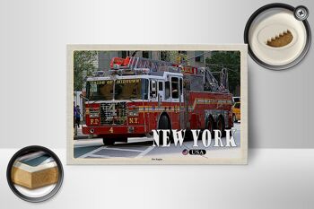 Panneau en bois voyage 18x12 cm New York USA Fire Engine camion de pompier 2