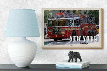 Panneau en bois voyage 18x12 cm New York USA Fire Engine camion de pompier 3