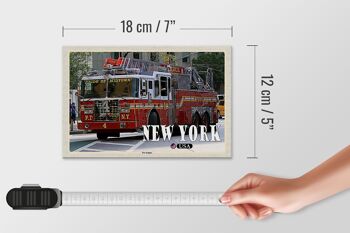 Panneau en bois voyage 18x12 cm New York USA Fire Engine camion de pompier 4