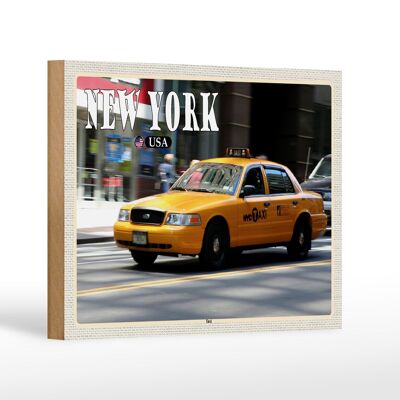 Cartel de madera viaje 18x12 cm Nueva York USA taxi calles regalo