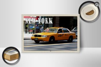 Panneau en bois voyage 18x12 cm New York USA taxi rues cadeau 2