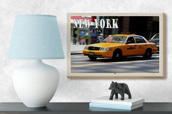 Panneau en bois voyage 18x12 cm New York USA taxi rues cadeau 3
