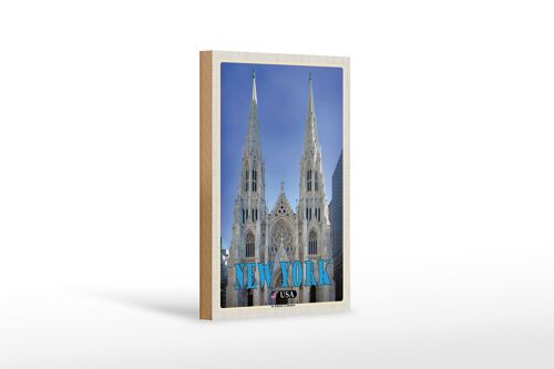 Holzschild Reise 12x18 cm New York USA St. Patrick's Cathedral Dekoration