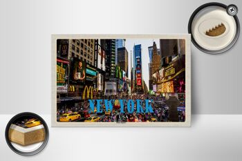 Panneau en bois voyage 18x12 cm New York USA Times Square Center 2