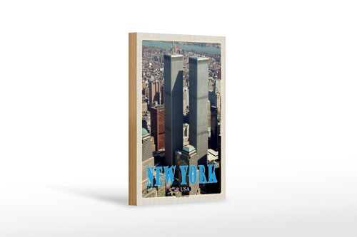 Holzschild Reise 12x18 cm New York USA World Trade Center