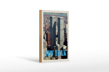 Panneau en bois voyage 12x18 cm New York USA World Trade Center 1