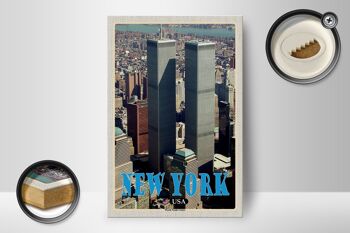 Panneau en bois voyage 12x18 cm New York USA World Trade Center 2