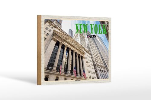 Holzschild Reise 18x12 cm New York USA Stock Exchange Börse