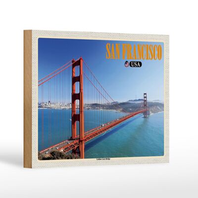 Cartello da viaggio in legno 18x12 cm San Francisco USA Decorazione Golden Gate Bridge