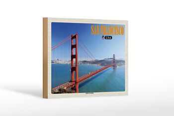 Panneau en bois voyage 18x12 cm San Francisco USA décoration Golden Gate Bridge 1