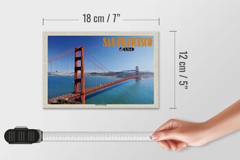Panneau en bois voyage 18x12 cm San Francisco USA décoration Golden Gate Bridge 4