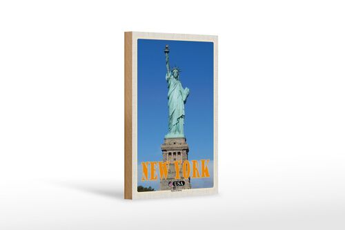 Holzschild Reise 12x18cm New York Statue of Liberty Freiheitsstatue