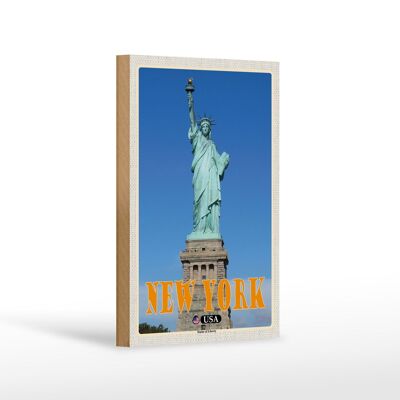 Cartello in legno da viaggio 12x18 cm Statua della Libertà di New York Statua della Libertà