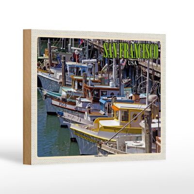 Cartel de madera viaje 18x12 cm San Francisco Fisherman's Wharf