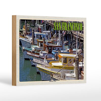 Holzschild Reise 18x12 cm San Francisco Fisherman's Wharf